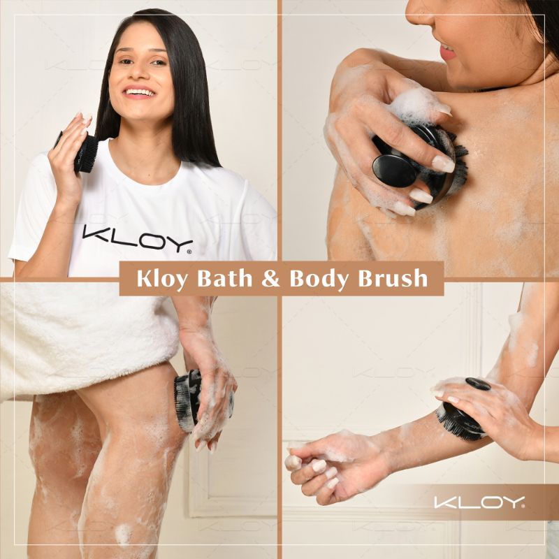 Bath & Shower Massager Body Brush With Soft Silicone Bristles - Black