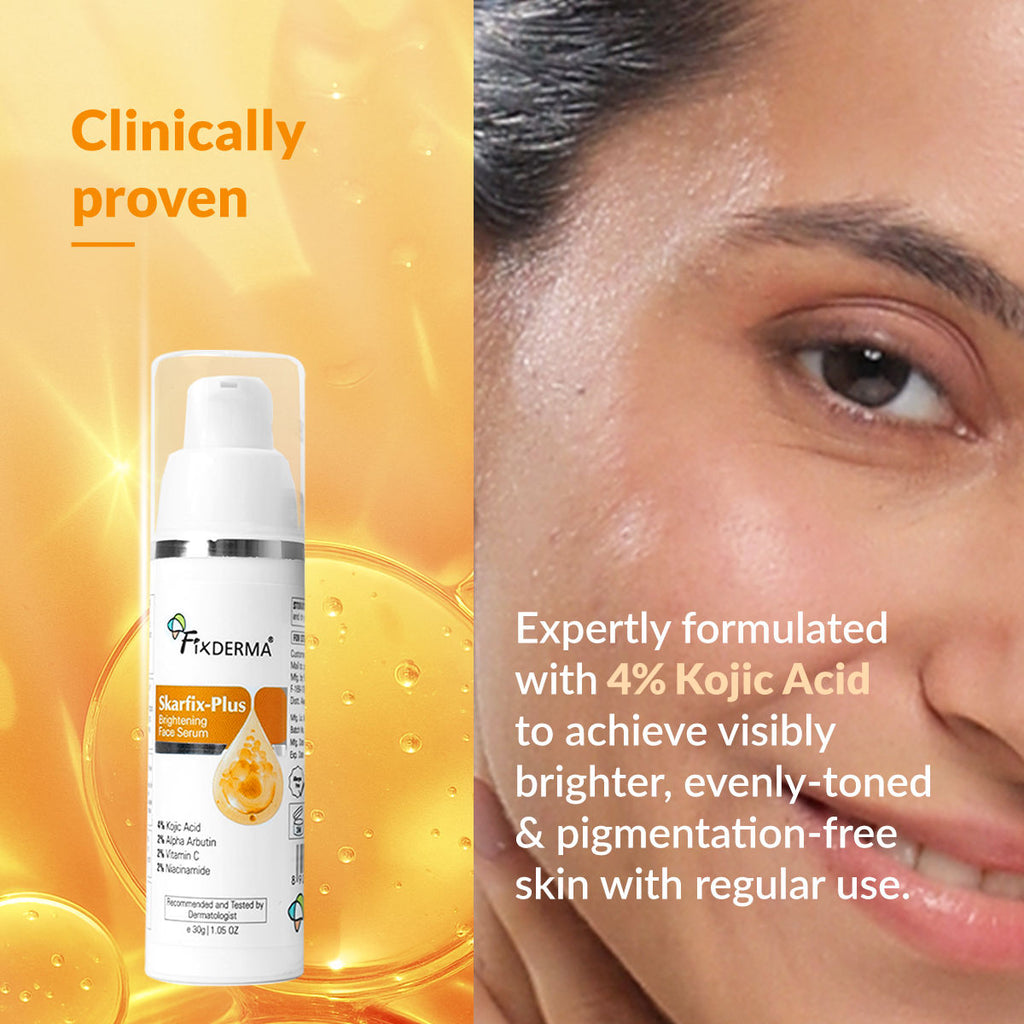 Skarfix Plus 4% Kojic Acid Brightening Face Serum Fades Dark Spots & Hyperpigmentation