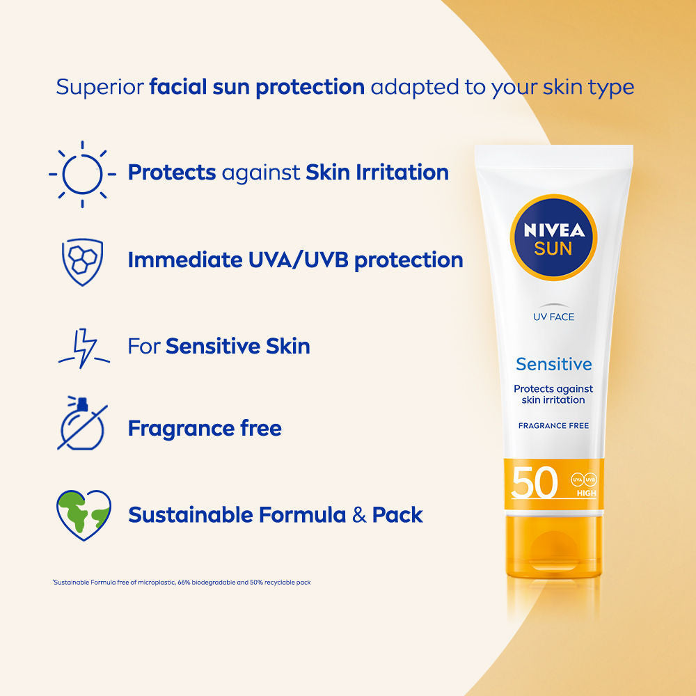 Sun Sensitive Skin SPF 50 Sunscreen, Ultra Matte, No White Cast, Instant UV Protection