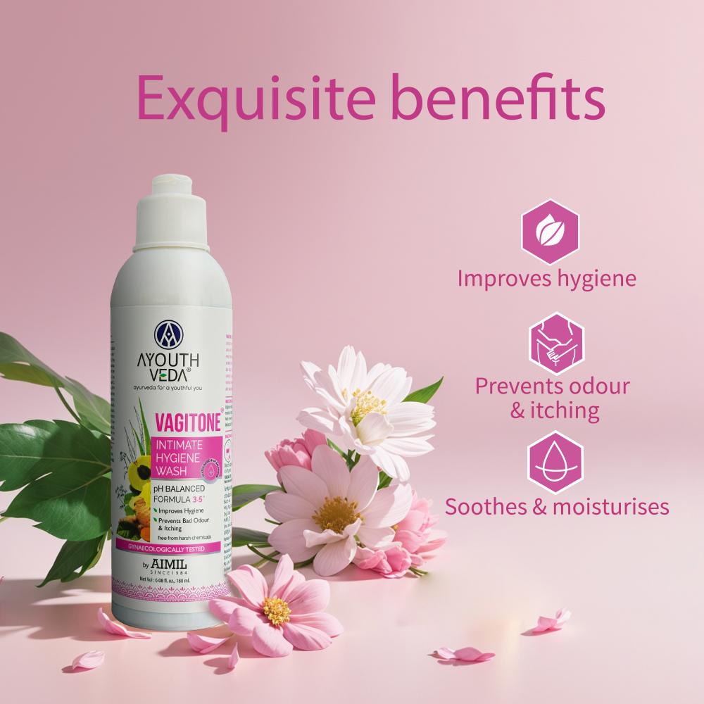 Vagitone Intimate Wash with Sphatika, Aloe & Amla to Maintain pH Balance & Prevent Odour