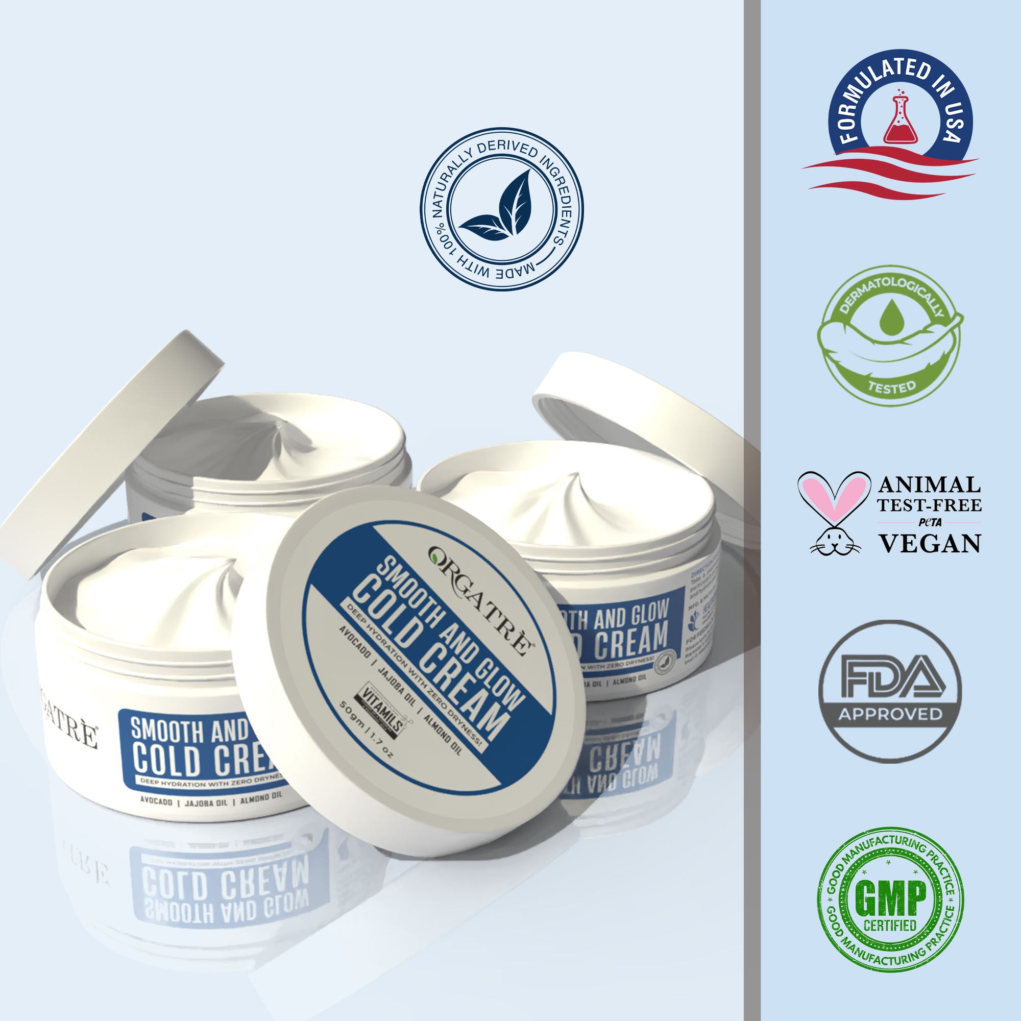 Smooth And Glow Cold Cream Deep Hydration With Avacado Jajoba & Almond Oil 24Hr Moisturizer