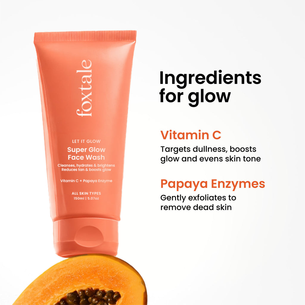 Super Glow Face Wash with Papaya Enzyme & Vitamin C for Tan Removal & Glowing Skin