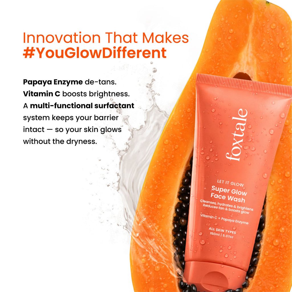 Super Glow Face Wash with Papaya Enzyme & Vitamin C for Tan Removal & Glowing Skin