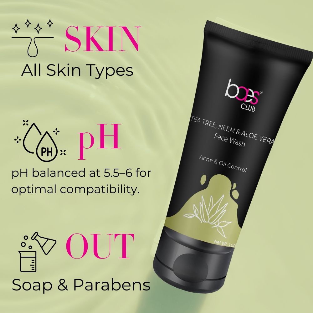 Tea Tree, Neem & Aloe Vera Face Wash With Vitamin E For Acne & Oil Control Unisex