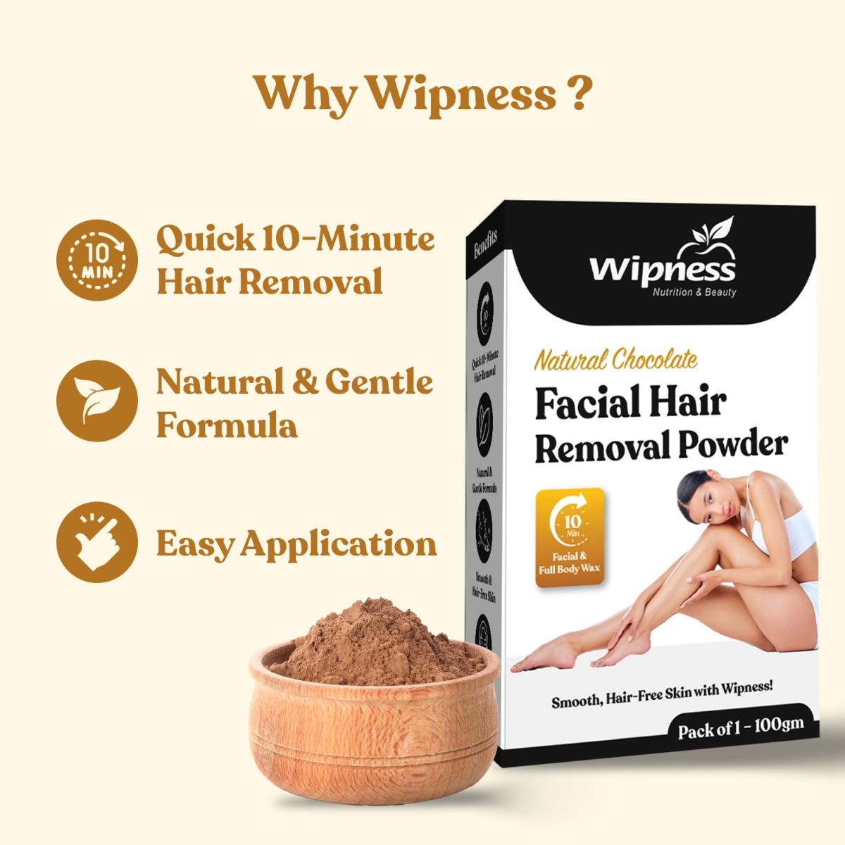 Natural Chocolate Facial Hair Removal Powder
