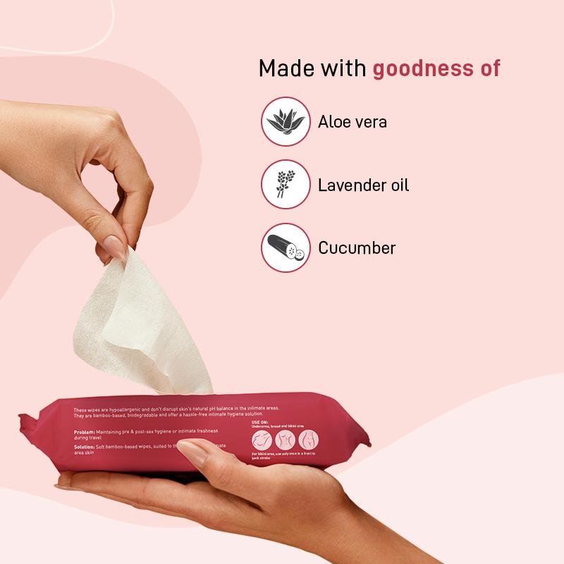 Natural Intimate Wet Wipes, Balance PH, Hypoallergenic, Protects Against Odour & Irritation