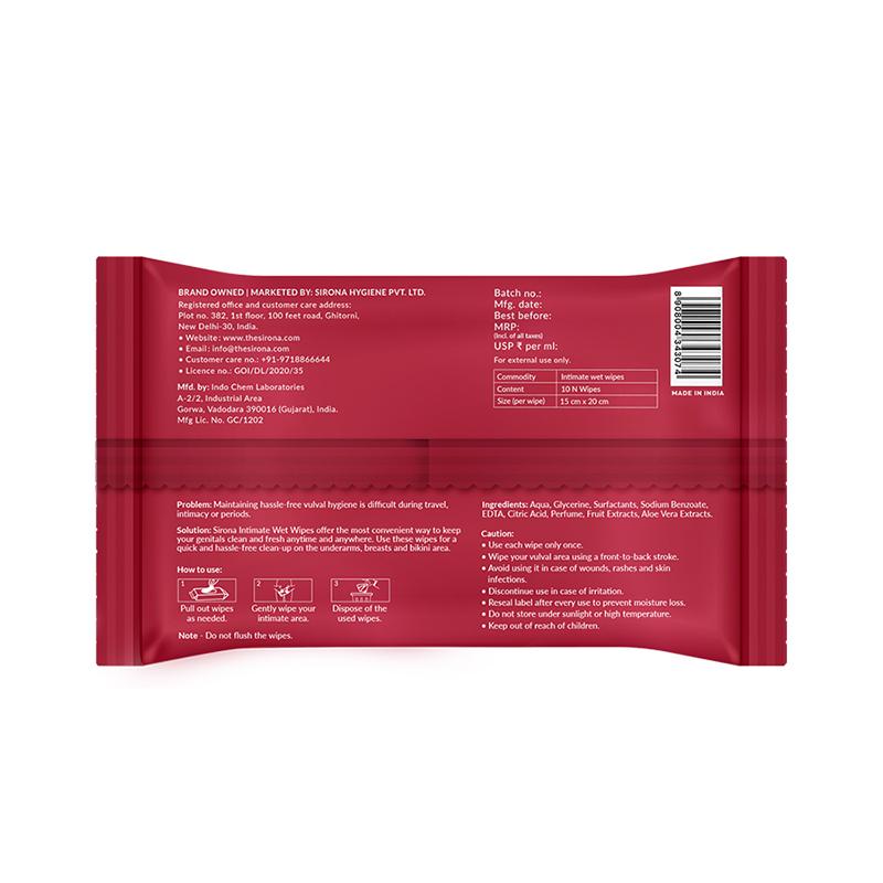 Natural Intimate Wet Wipes, Balance PH, Hypoallergenic, Protects Against Odour & Irritation