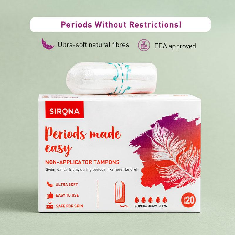 Fda Approved Tampons for Super Heavy Flow, High Absorption & Biodegradable, 360° Leakproof