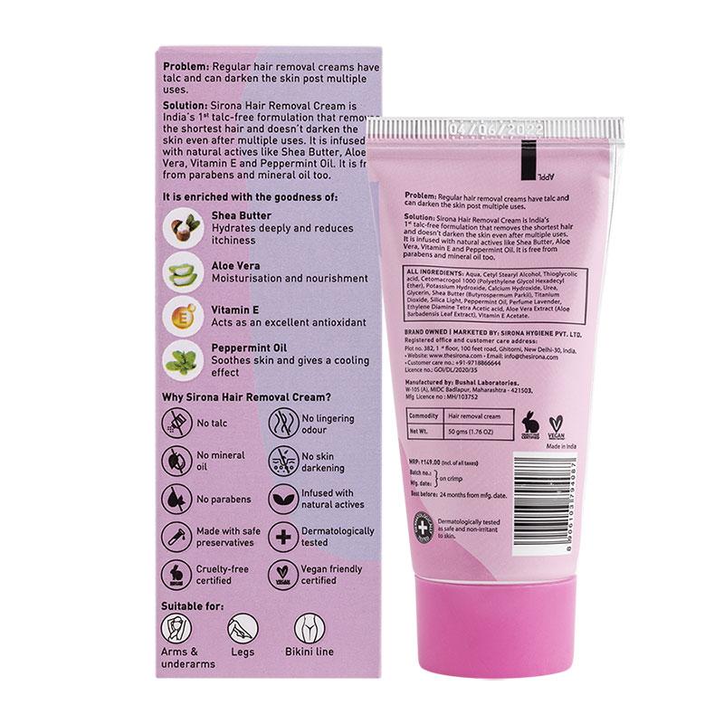 Talc Free Hair Removal Cream For Dry & Sensitive Skin With Aloevera, Vitamin E & Shea Butter