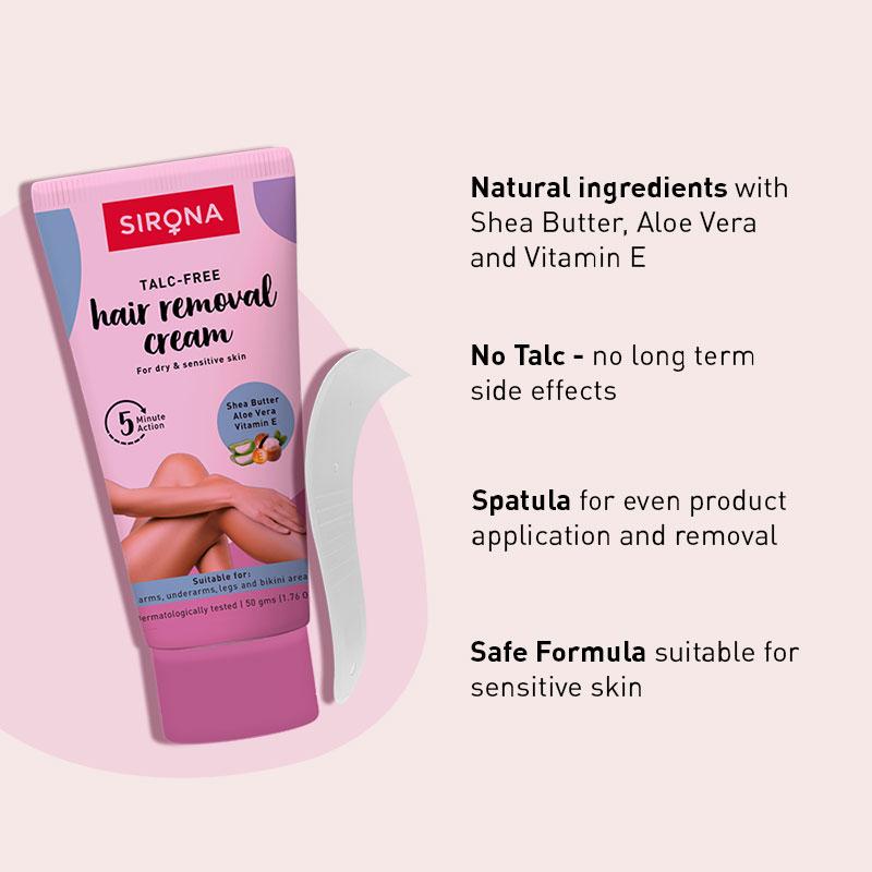 Talc Free Hair Removal Cream For Dry & Sensitive Skin With Aloevera, Vitamin E & Shea Butter