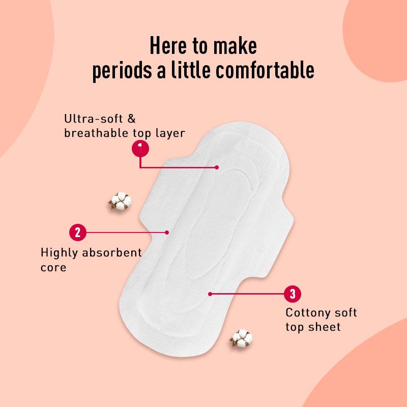 Cottony Soft Rash Free Sanitary Pads For Women, 30 Pcs (Xl) Ultra Thin & Breathable Top Layer