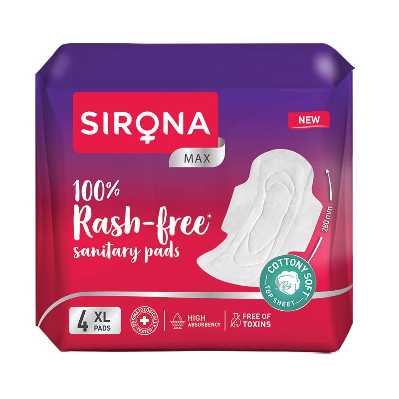 Cottony Soft Rash Free Sanitary Pads For Women, 4 Pcs (XL), Ultra Thin & Breathable Top Layer