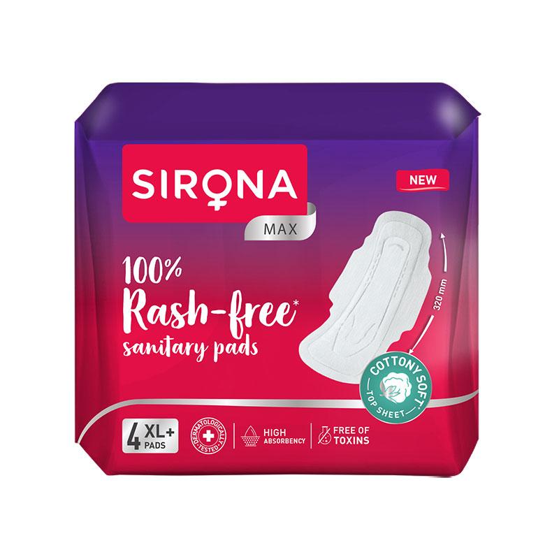 Cottony Soft Rash Free Sanitary Pads For Women, 4 Pcs (XL+) Ultra Thin & Breathable Top Layer