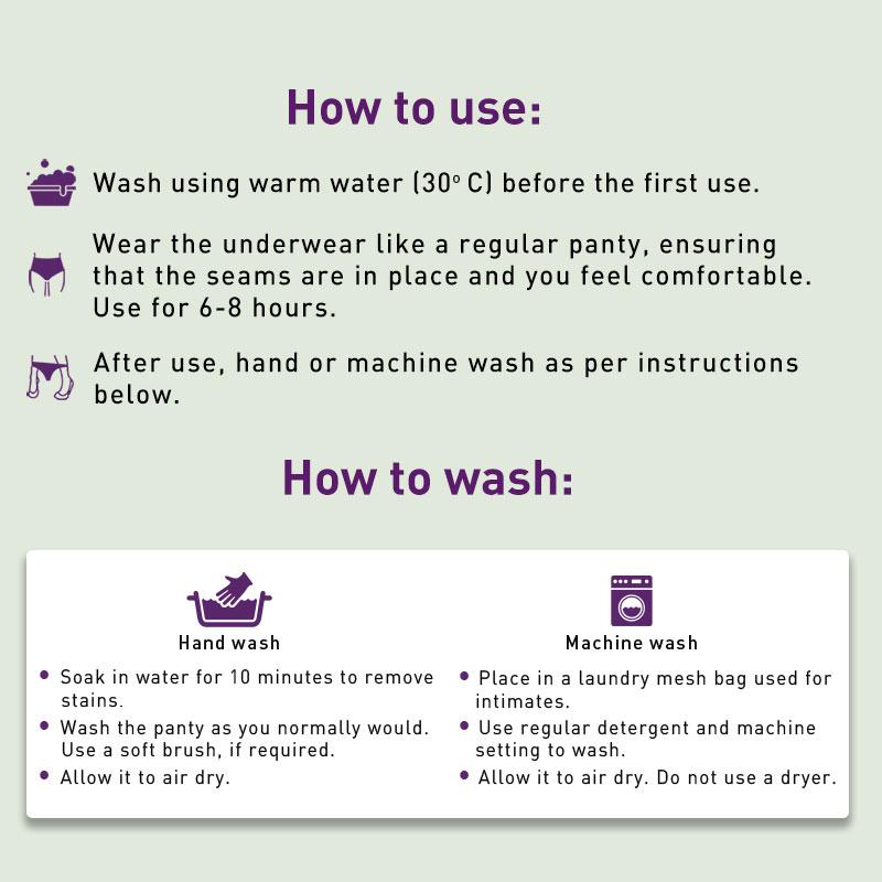 Reusable Period Panties (M), Leak Proof Protection For Periods, Urinary & Vaginal Discharge