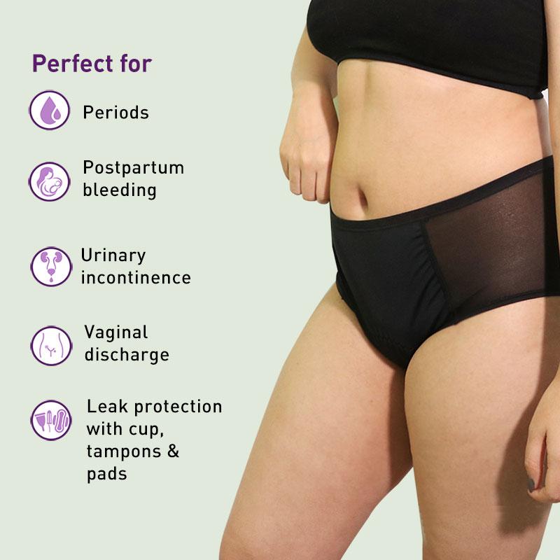 Reusable Period Panties (L), Leak Proof Protection For Periods, Urinary & Vaginal Discharge