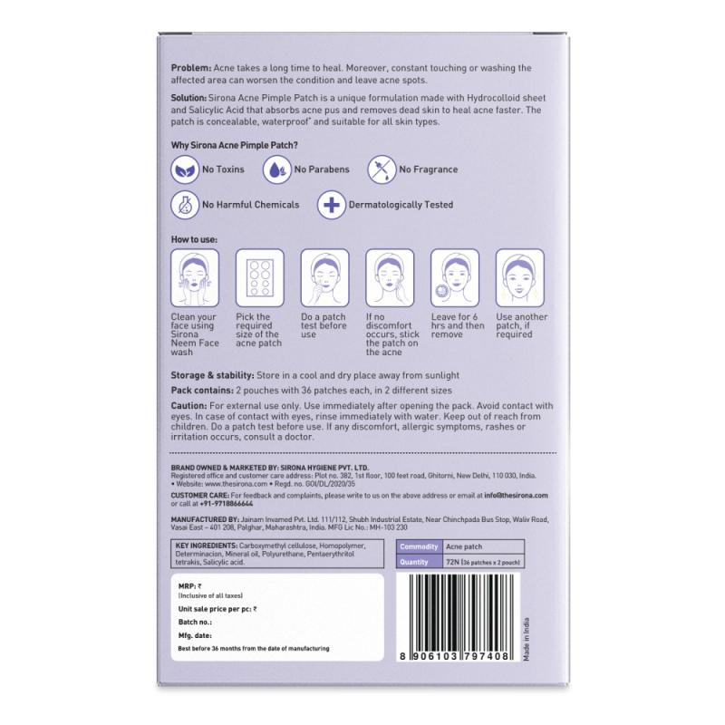 Anti Acne & Pimple Face Patches, 0.5% Salicylic Acid & 100% Hydrocolloid, Acne Spot Corrector