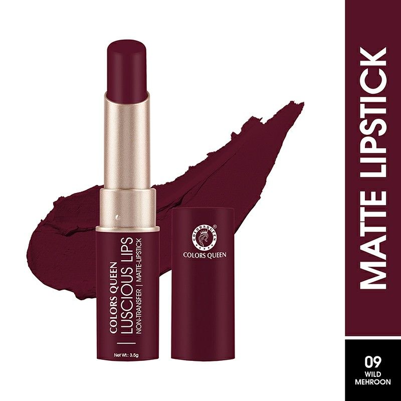 Luscious Lips Non Transfer Matte Lipstick - 09 Wild Maroon