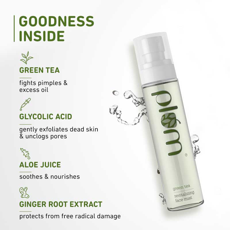 Green Tea Revitalizing Spray Face Mist With Glycolic Acid & Aloe Vera - Hydrates & Refreshes