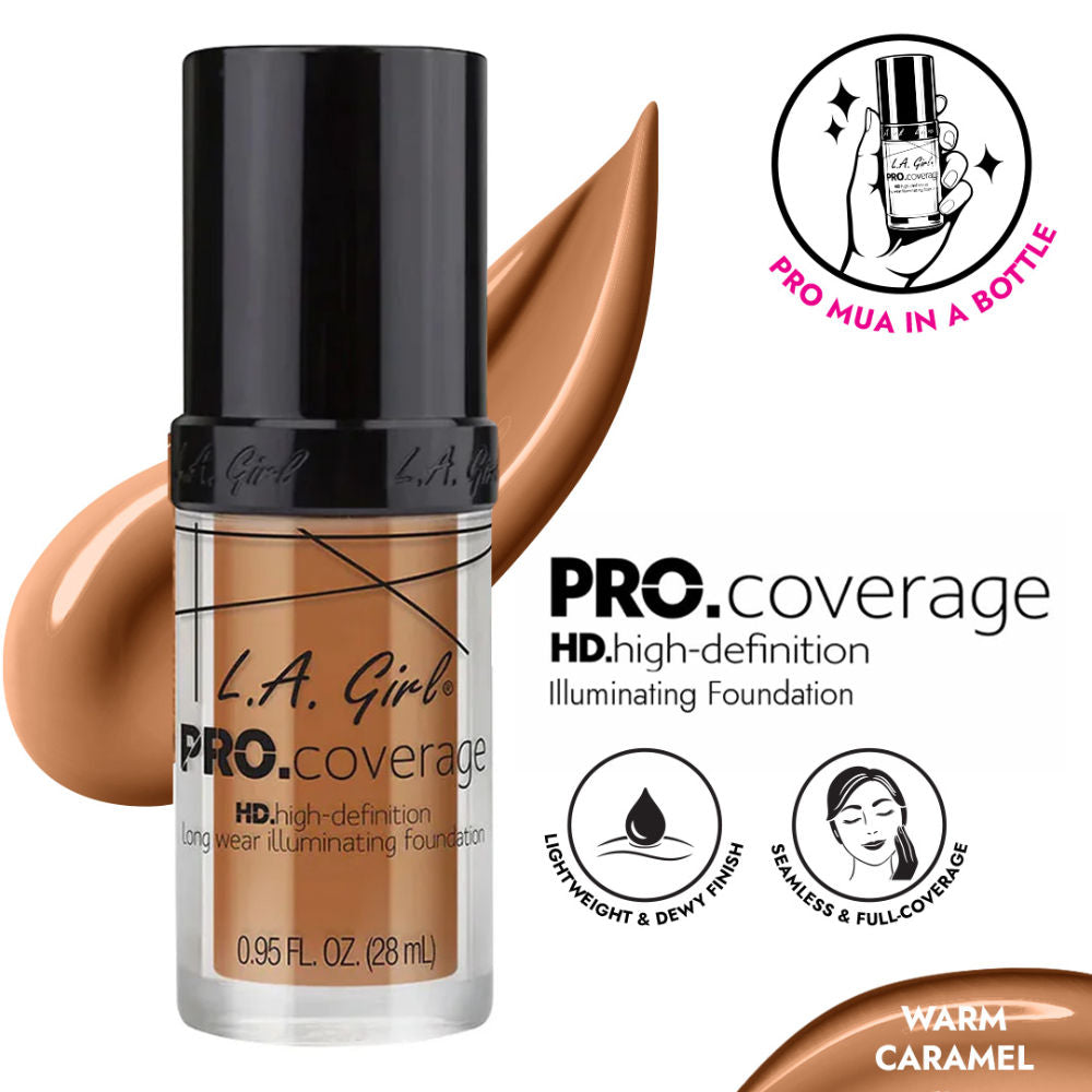 L.A Girl Pro Coverage Illuminating Liquid Foundation - Warm Caramel