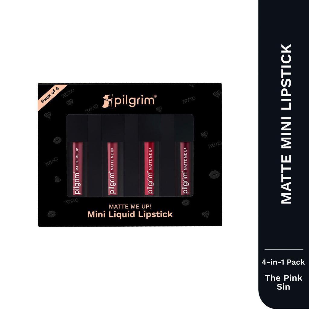 Matte Mini Liquid Lipstick 4 In 1 Pack Smudgeproof, Hydrating & Lightweight - The Pink Sin