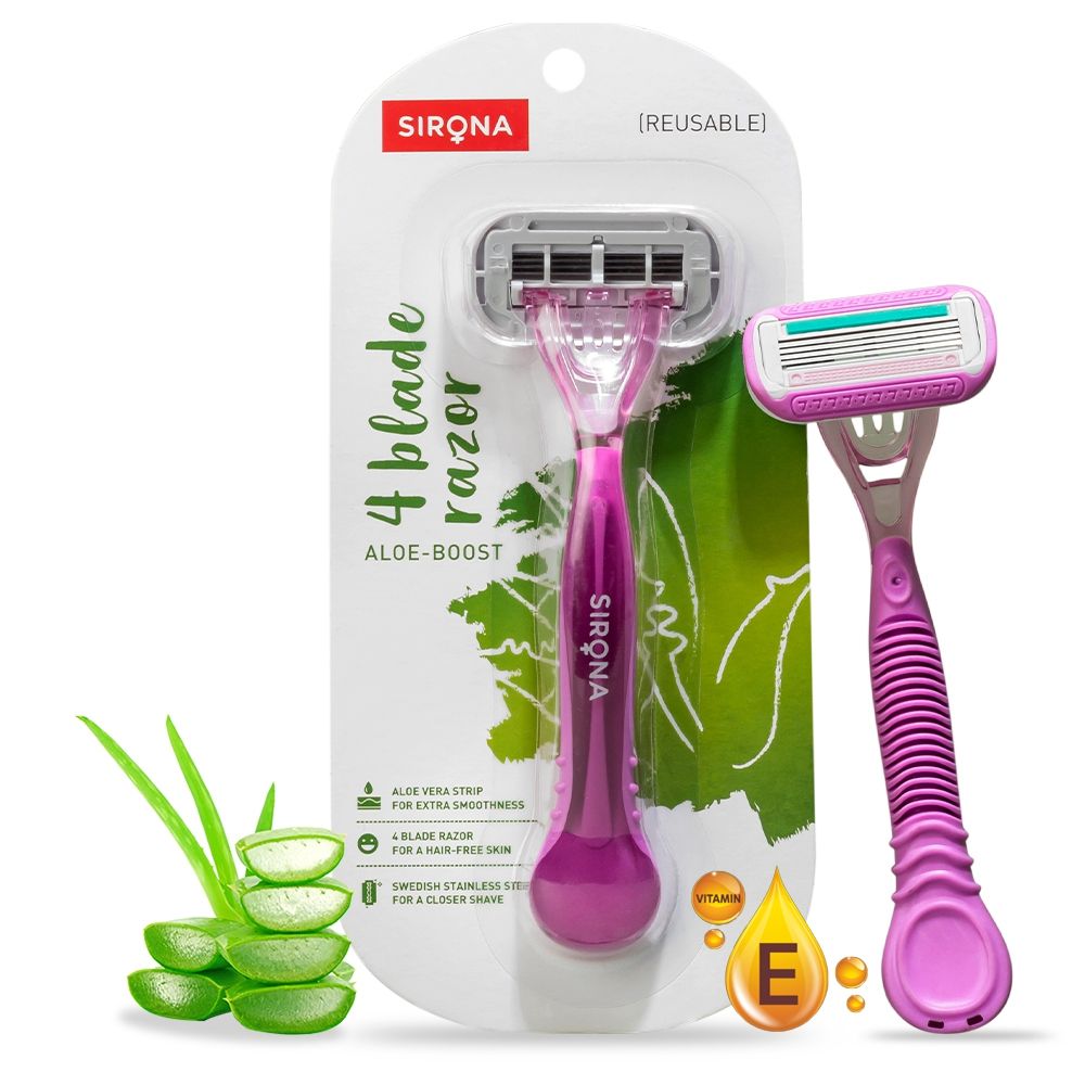 Reusable 4 Blade Shaving Razor For Women For Pain-free Body Hair Removal With Aloe Vera Lubrication