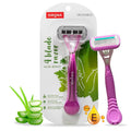 Reusable 4 Blade Shaving Razor For Women For Pain-free Body Hair Removal With Aloe Vera Lubrication