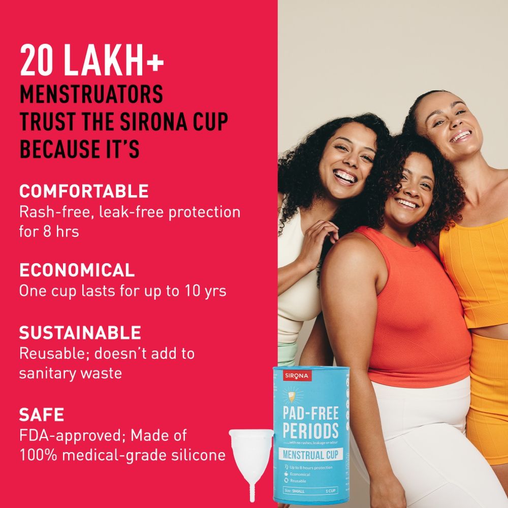 Pad Approved Reusable Menstrual Cup For Women (Small Size) Protection For Up To 8-10 Hours
