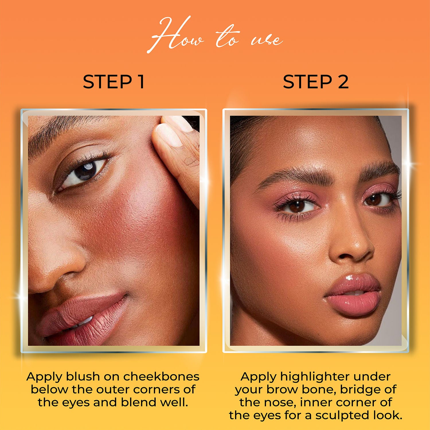 Blush & Highlight Palette, 2 In 1 Intense Pigment, Lightweight Formula