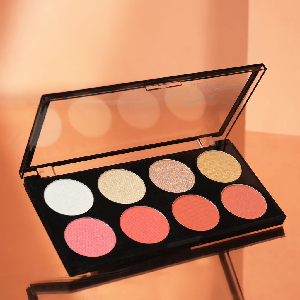 Blush & Highlight Palette, 2 In 1 Intense Pigment, Lightweight Formula
