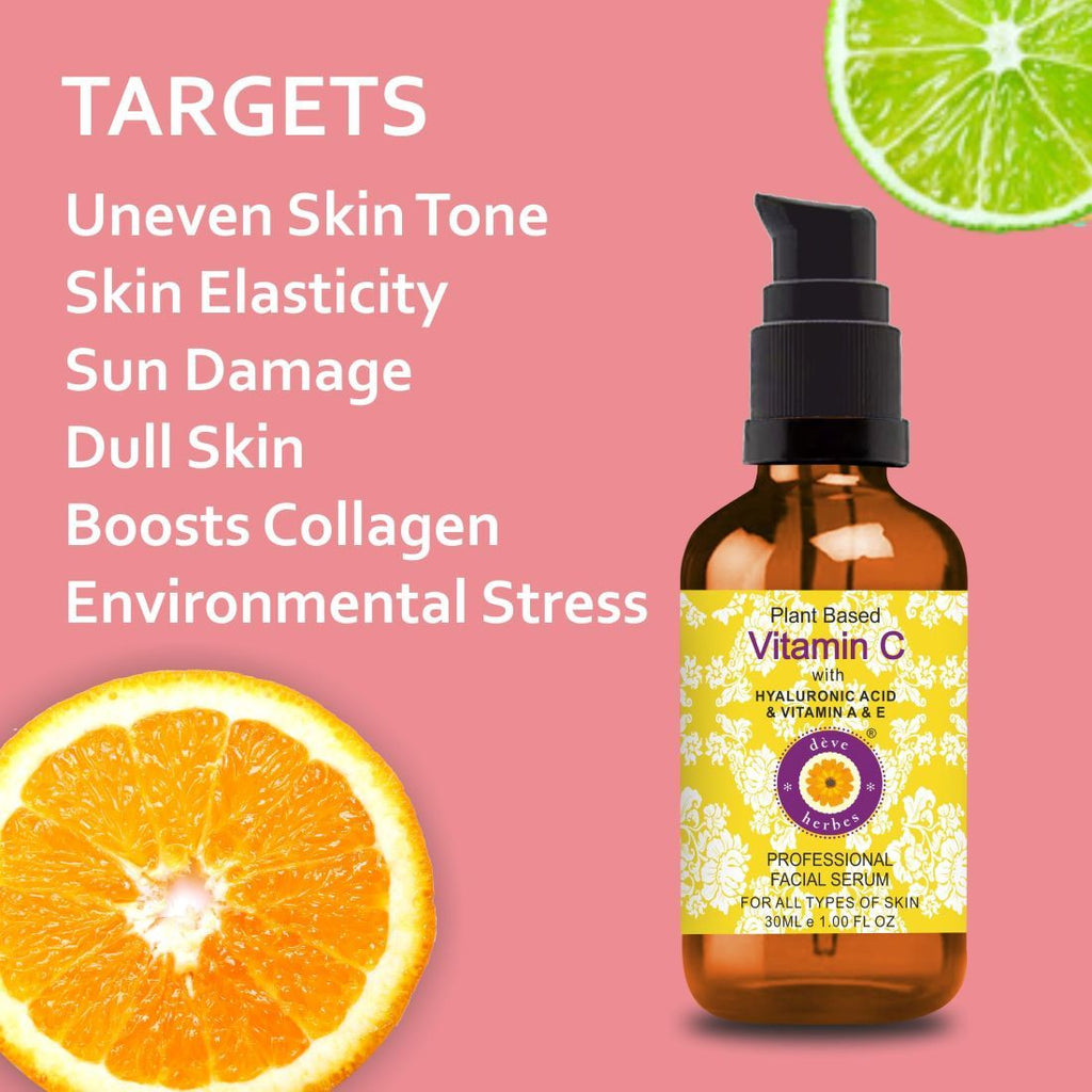 Plant Based Vitamin C Face Serum For Brightens Skin, Reduces Dark Spots & Hydrates
