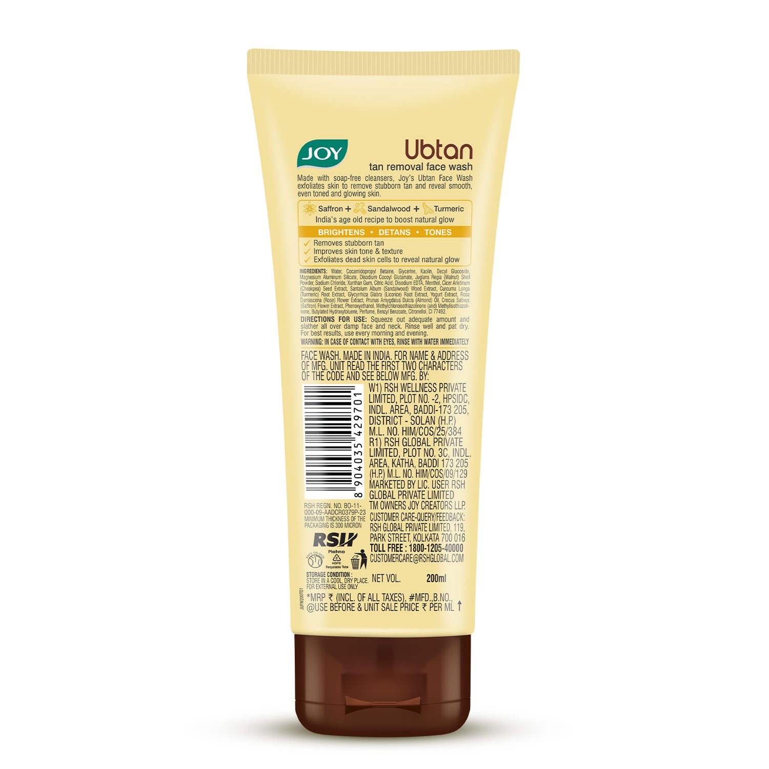 Ubtan Tan Removal Face Wash, For Natural Glowing Skin