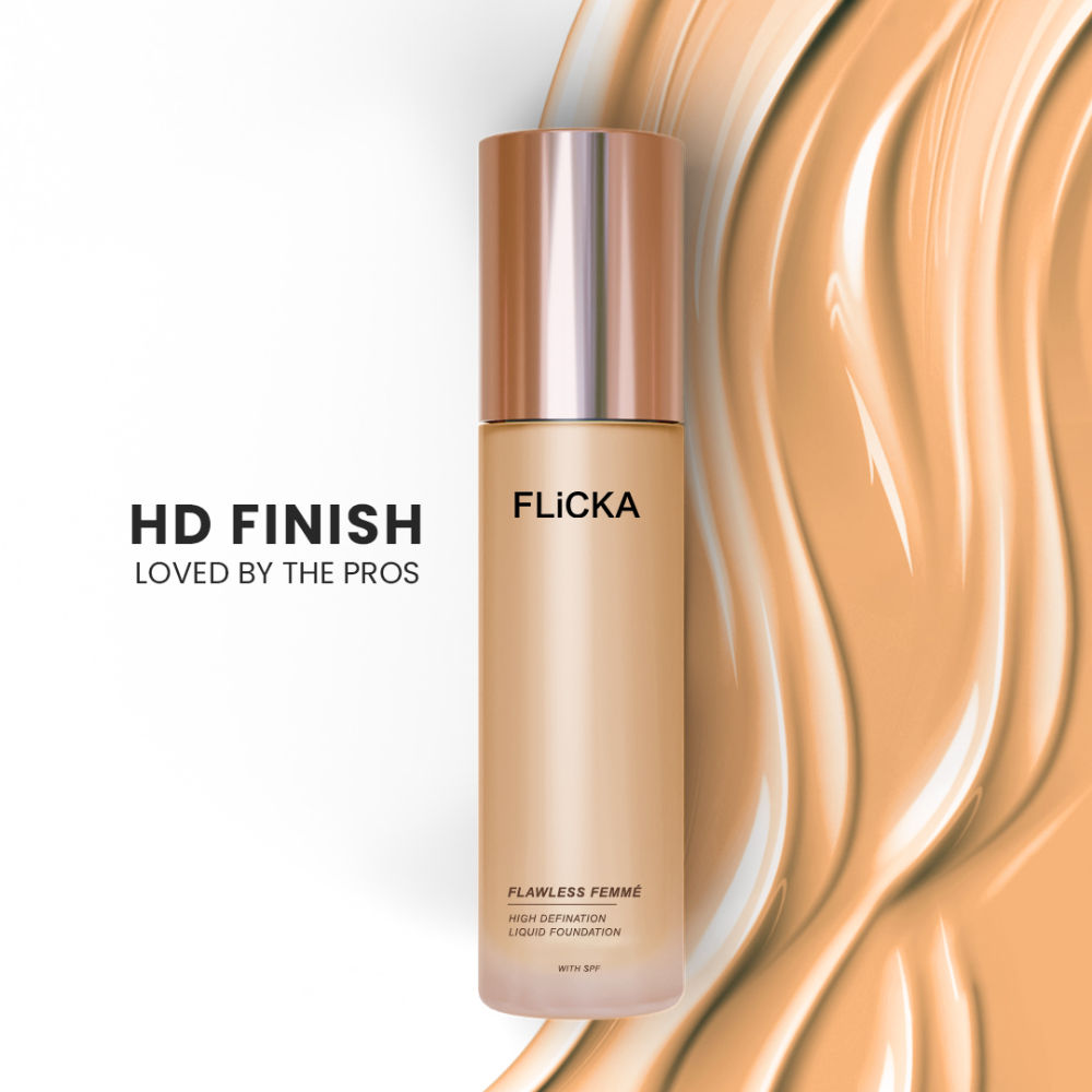 Flawless Femme HD Liquid Foundation Dewy Finish Long Lasting Medium High Coverage - Ivory