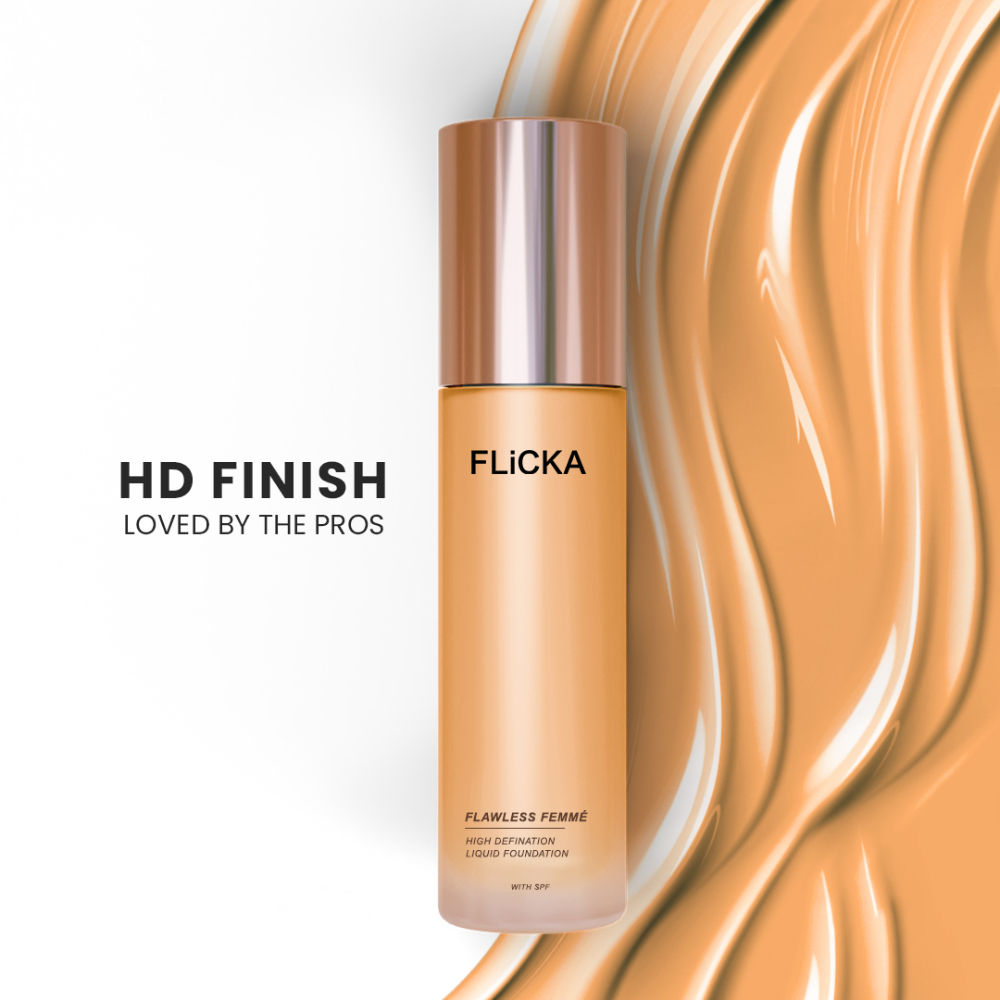 Flawless Femme HD Liquid Foundation Dewy Finish Long Lasting Medium High Coverage - Sand