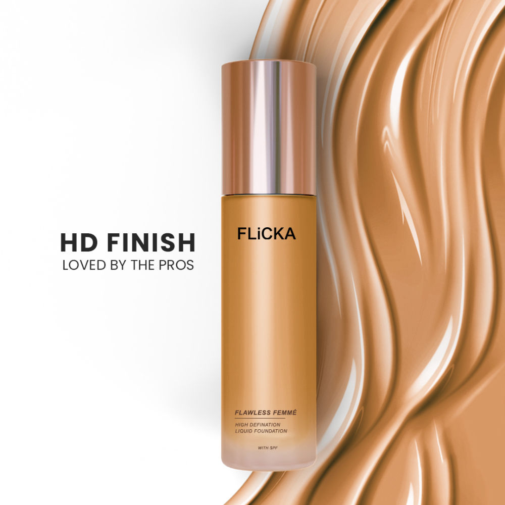 Flawless Femme HD Liquid Foundation Dewy Finish Long Lasting Medium High Coverage - Walnut