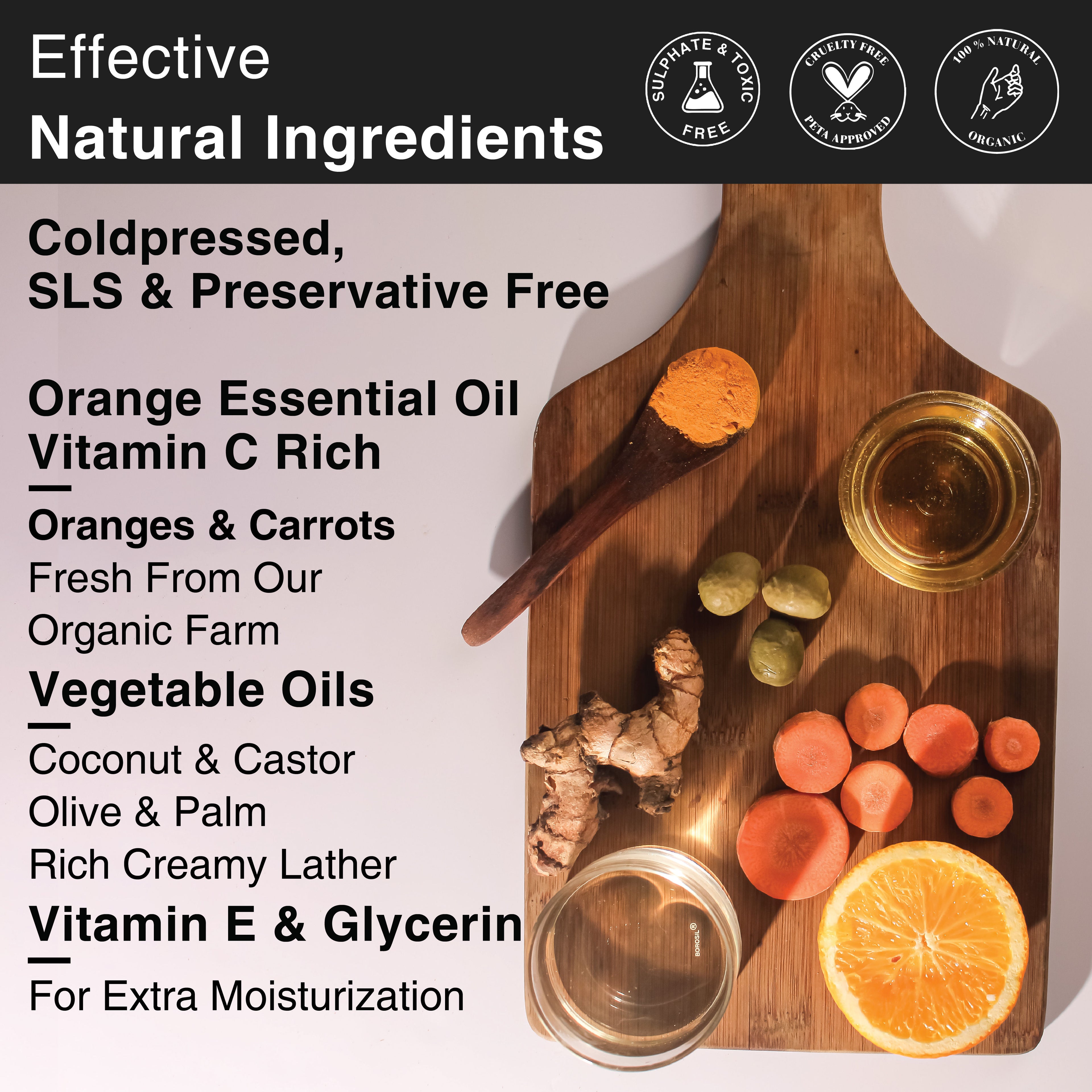 Ayurvedic Vitamin C Orange Carrot Handmade Soap for Skin Face Whitening, Dark Spots