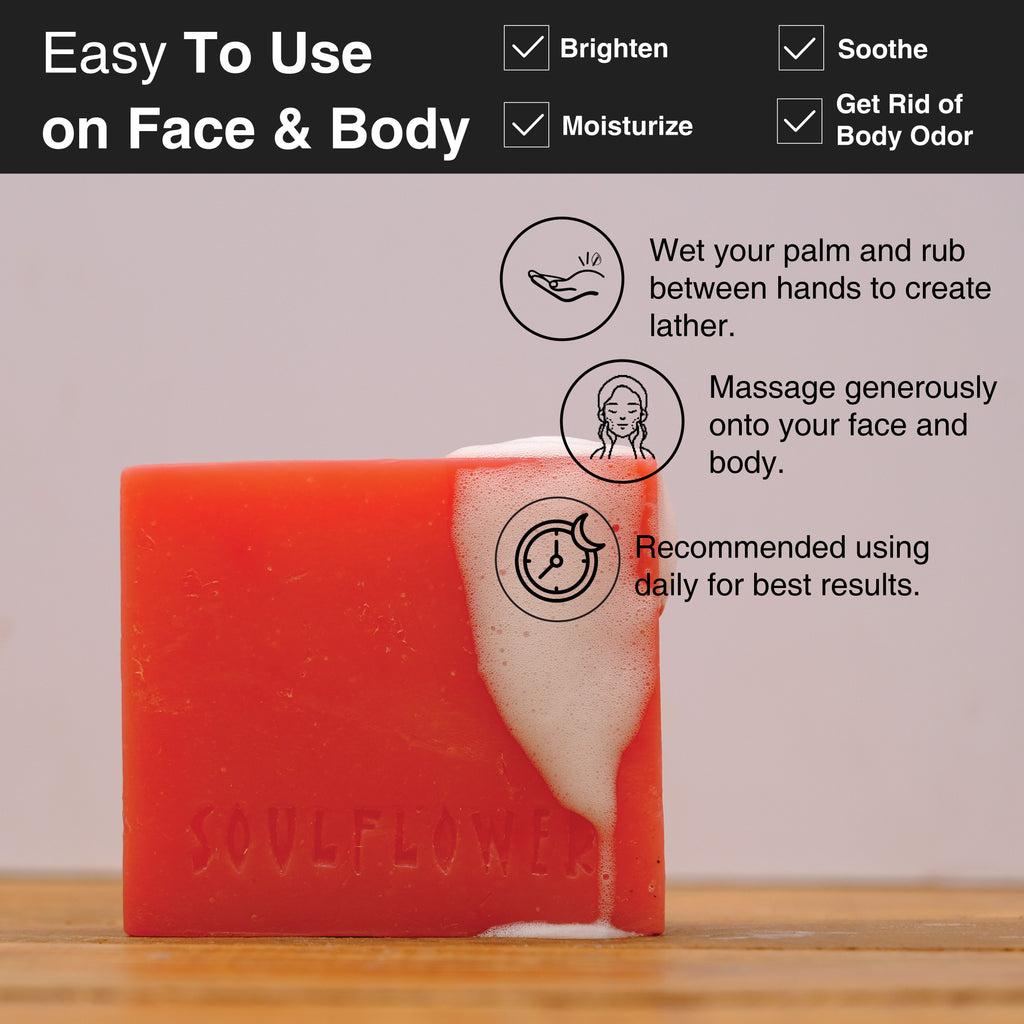 Ayurvedic Vitamin C Orange Carrot Handmade Soap for Skin Face Whitening, Dark Spots