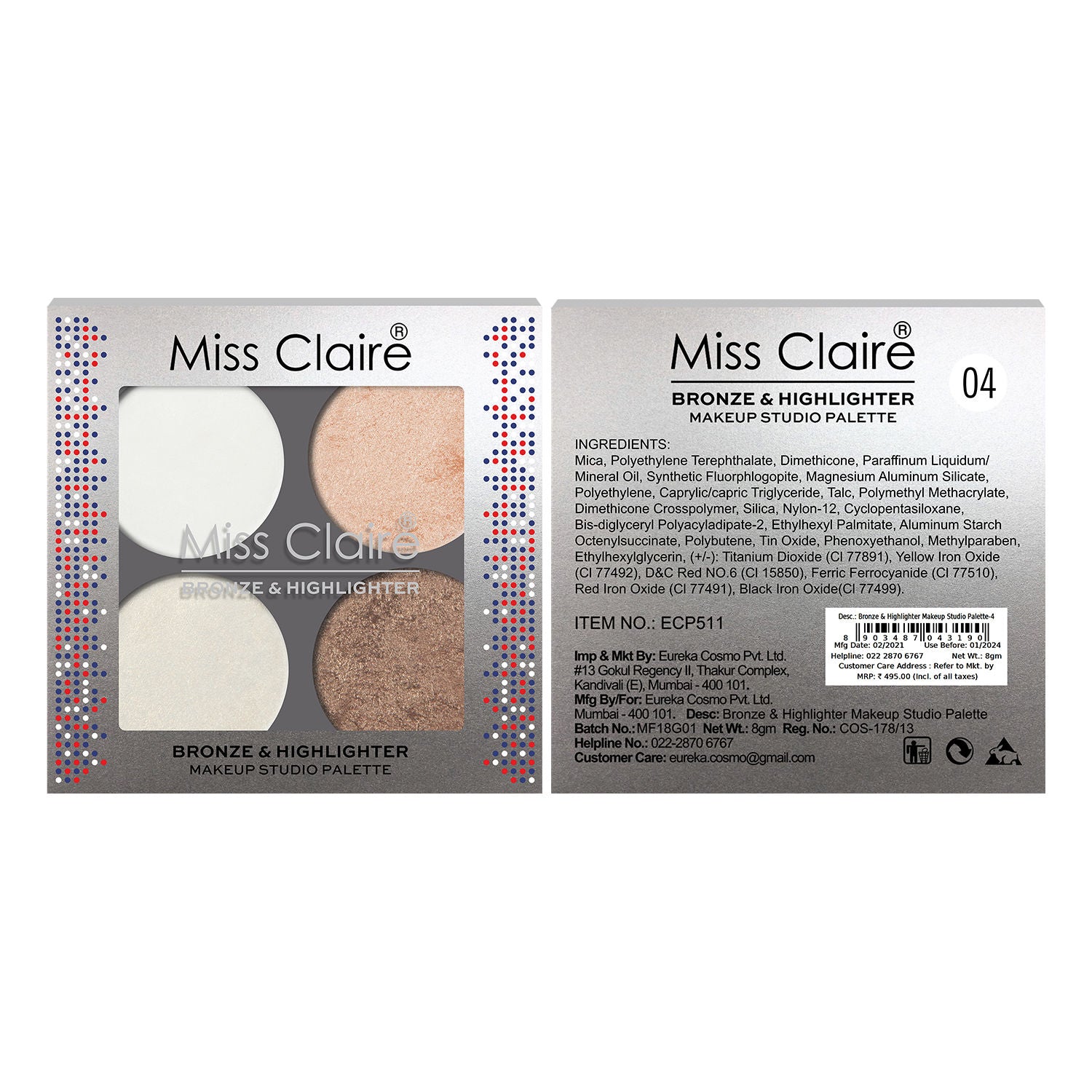 Bronze & Highlighter Makeup Studio Palette - 4