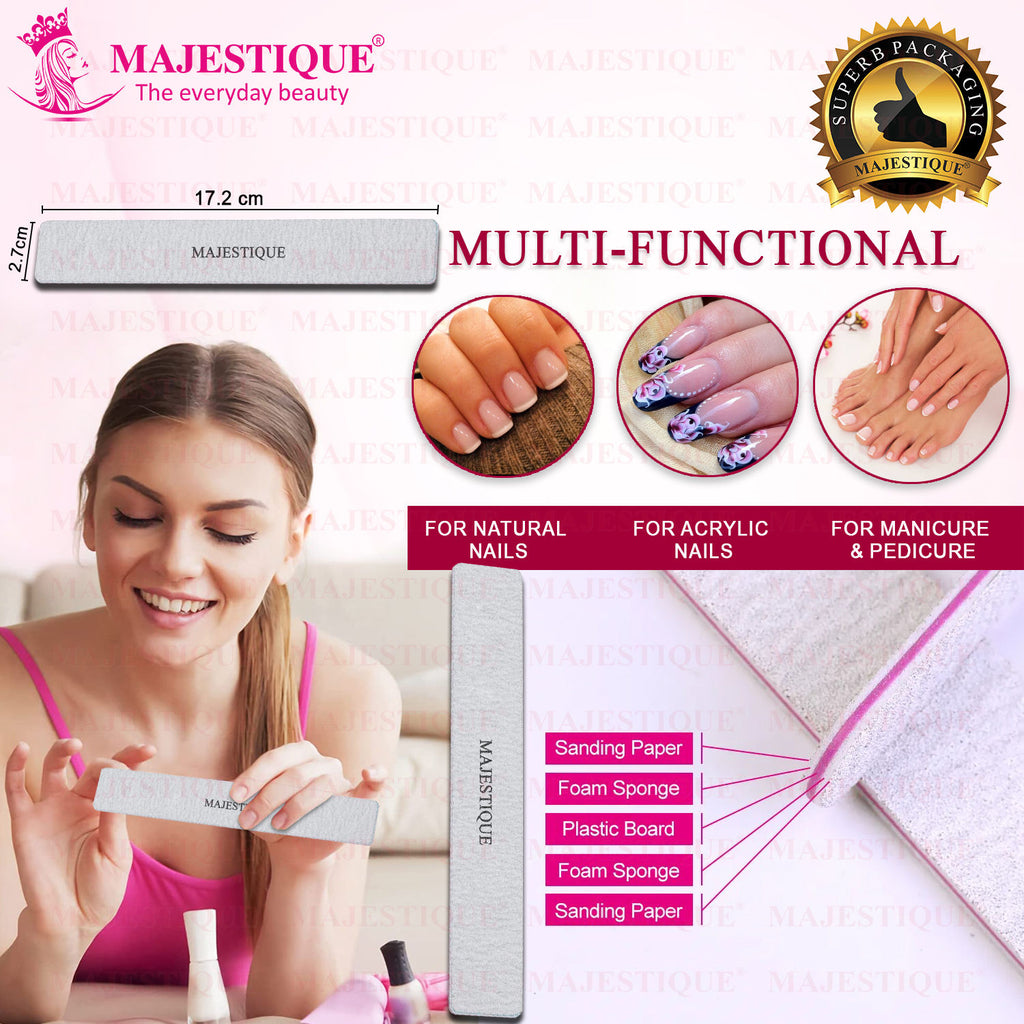 Reusable Nail File, Double-Sided Grit Cuticle Pusher for Nail Care Manicure Tool