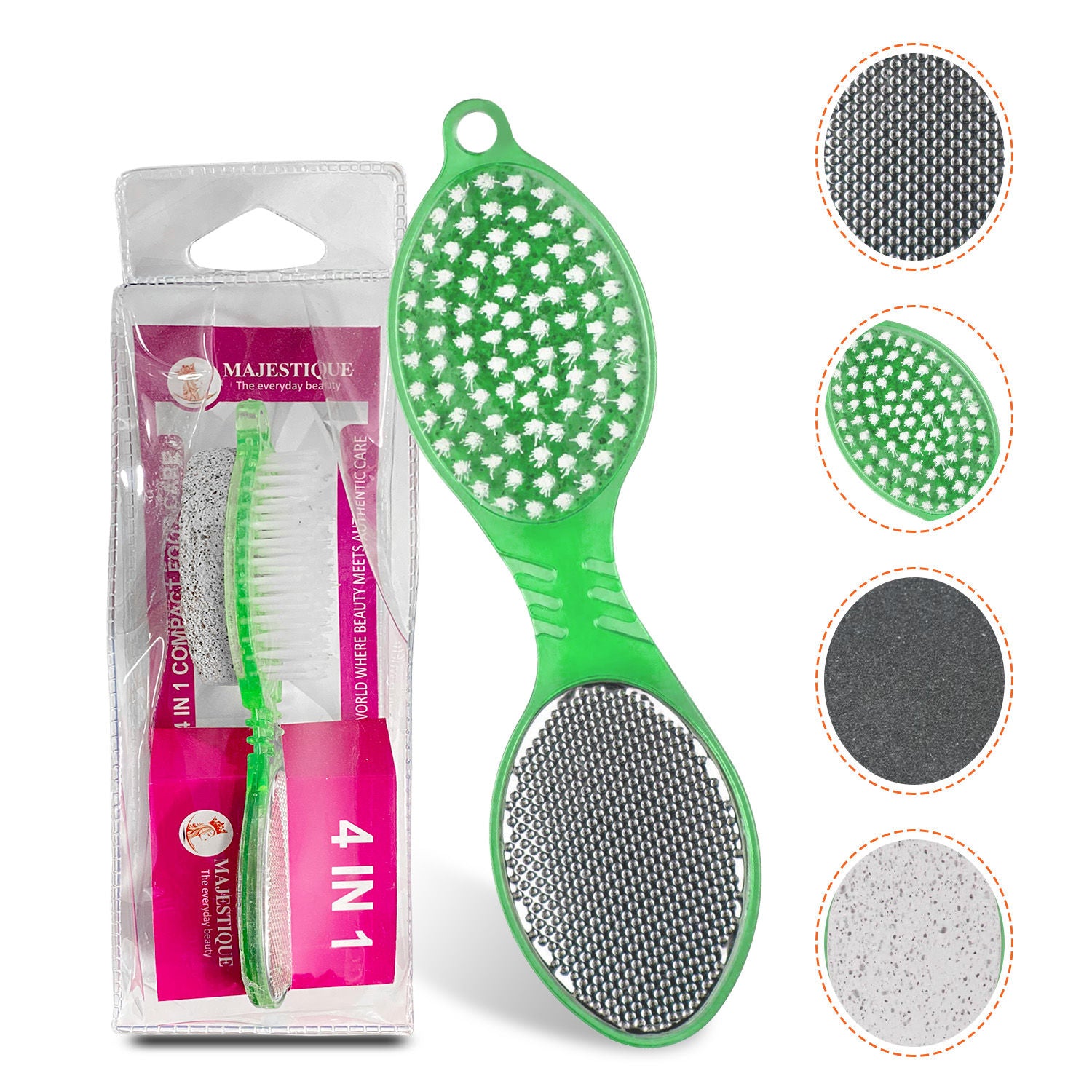 4-in-1 Hard Skin Remover for Legs - Foot Brush & Pedicure Tool - Color May Vary