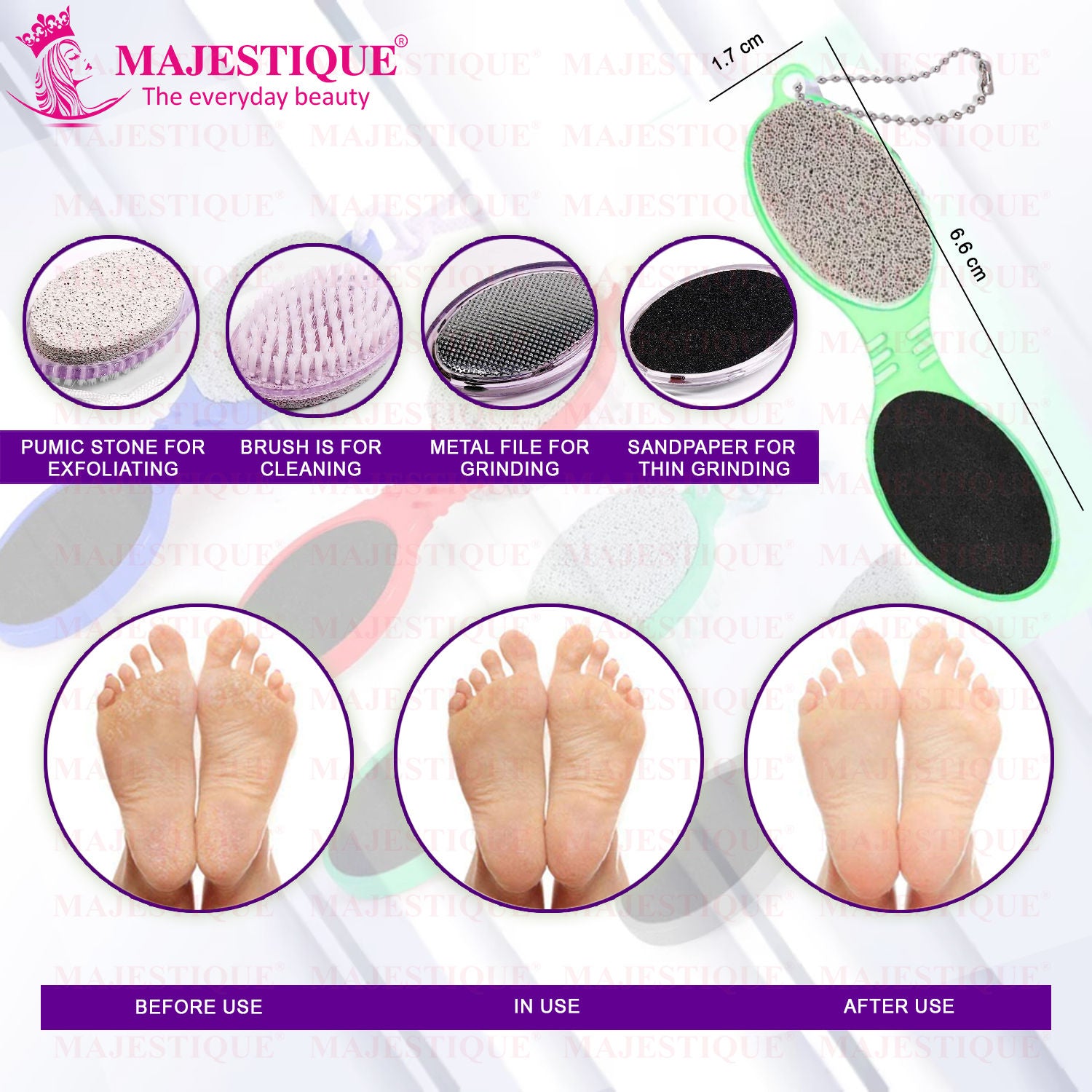 4-in-1 Hard Skin Remover for Legs - Foot Brush & Pedicure Tool - Color May Vary