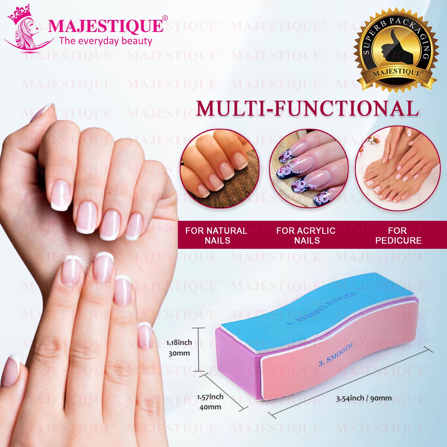 4-Way Manicure Pedicure Board Emery, Buffer, Sanding Files, Nail Care - Color May Vary