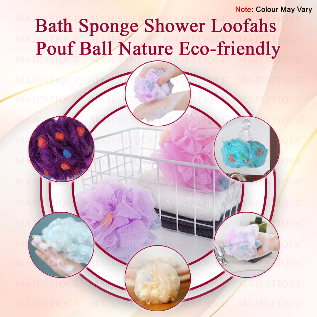 Loofah With Active Spheres Mesh Shower Sponge (Color May Vary)