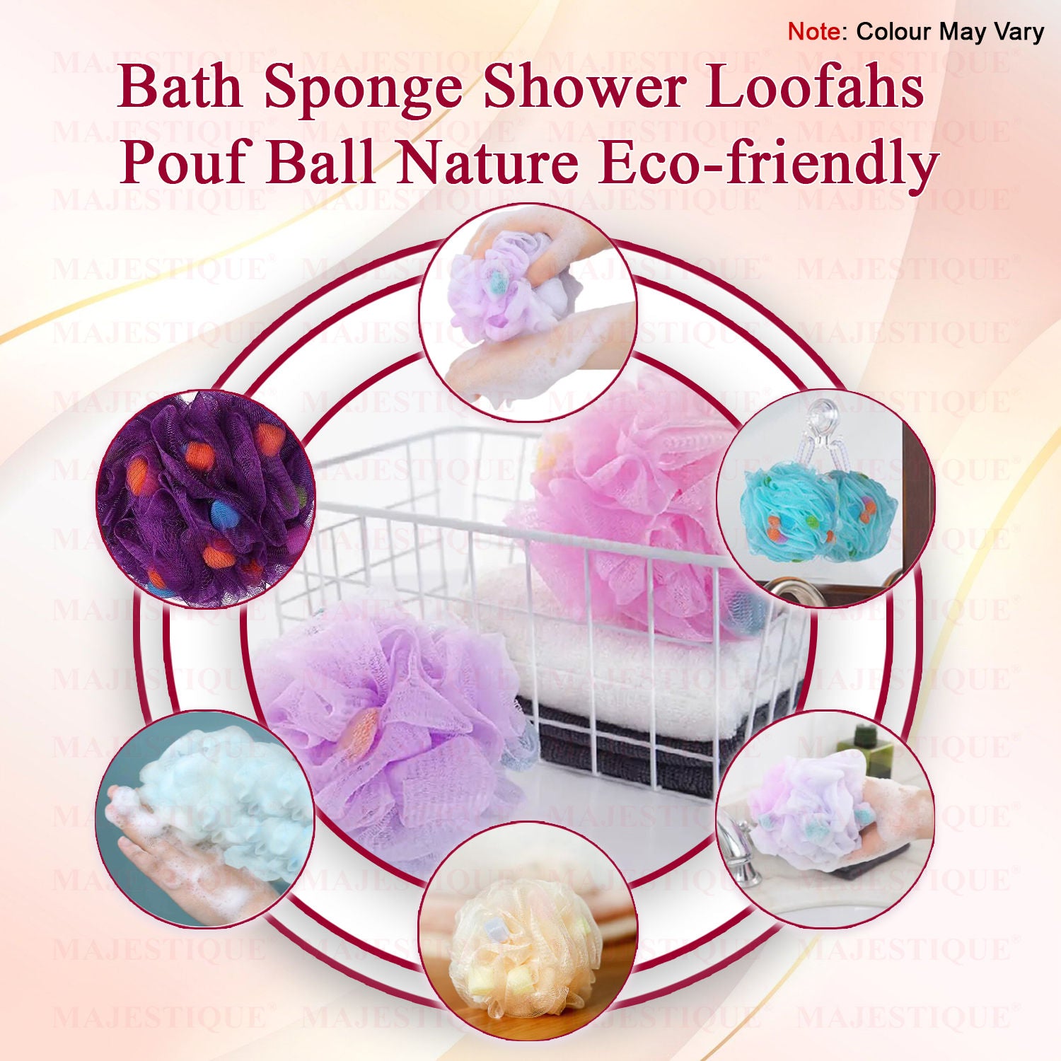 Loofah With Active Spheres Mesh Shower Sponge (Color May Vary)