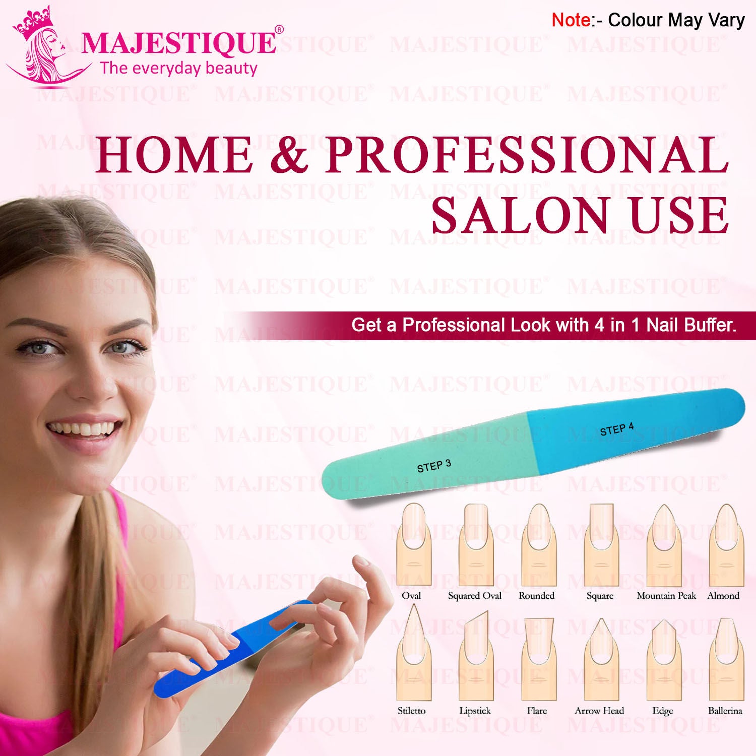 4-Way Nail File & Buffer for All Nails - Buffer Block, Nail Shiner - Color May Vary
