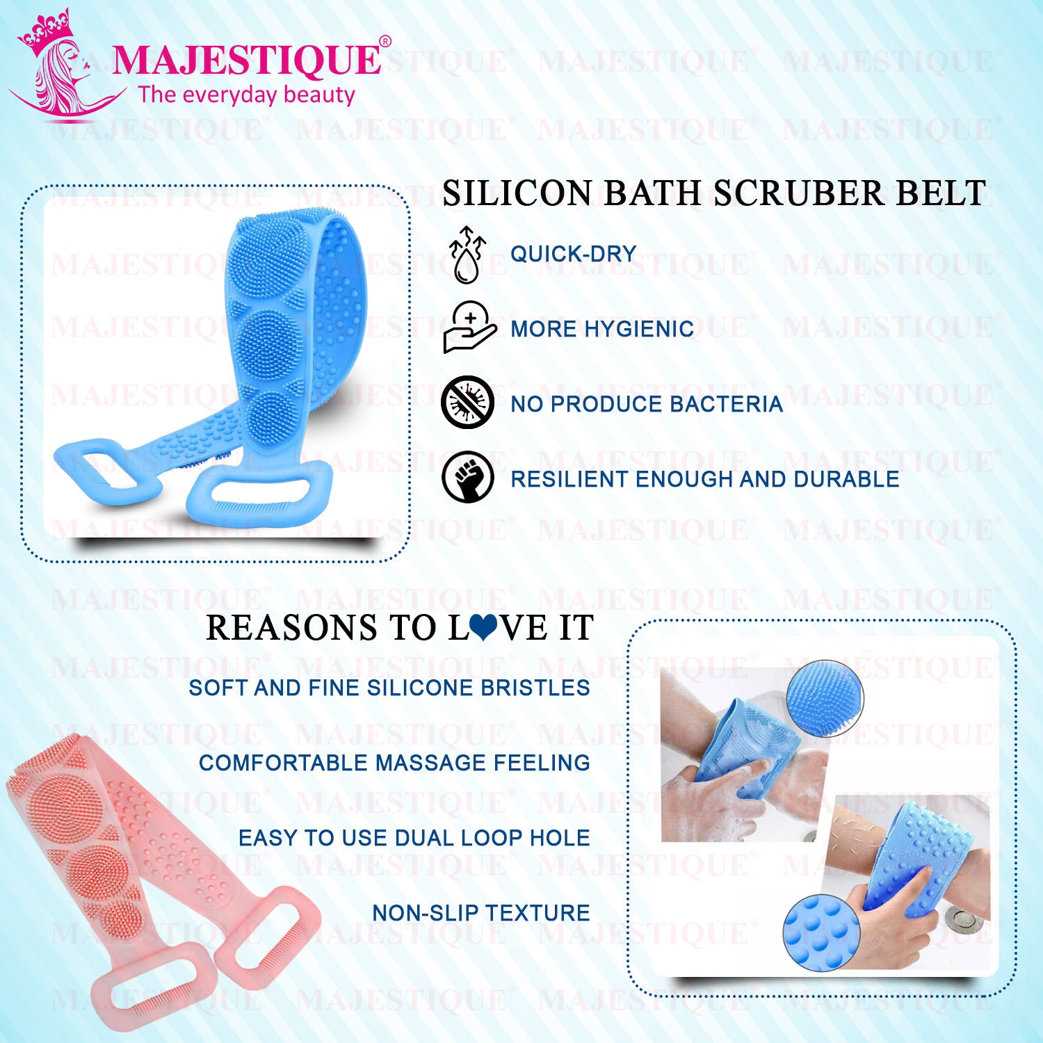 Bath Scrub Belt With Handle( Colore May Very )-1 pcs