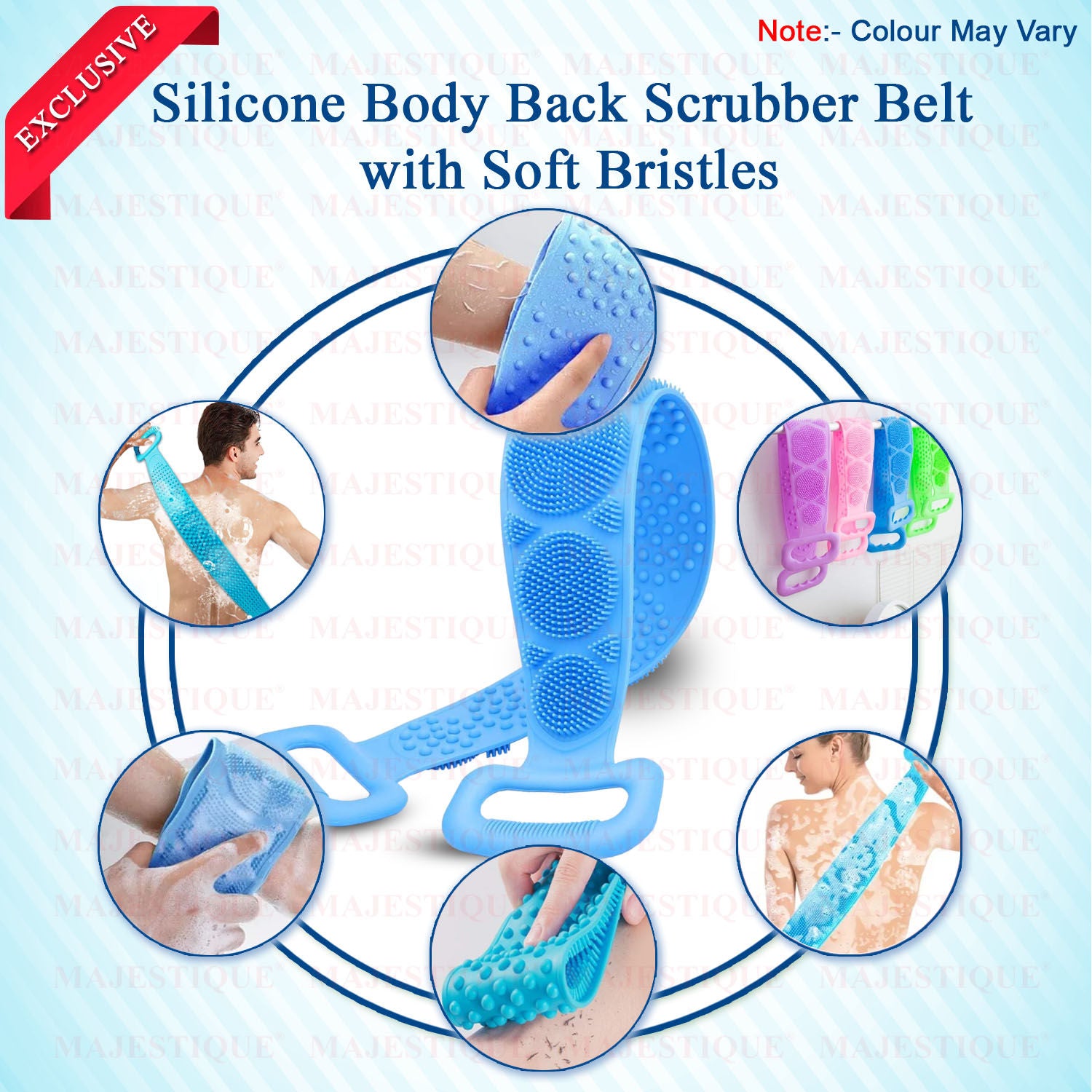 Bath Scrub Belt With Handle( Colore May Very )-1 pcs