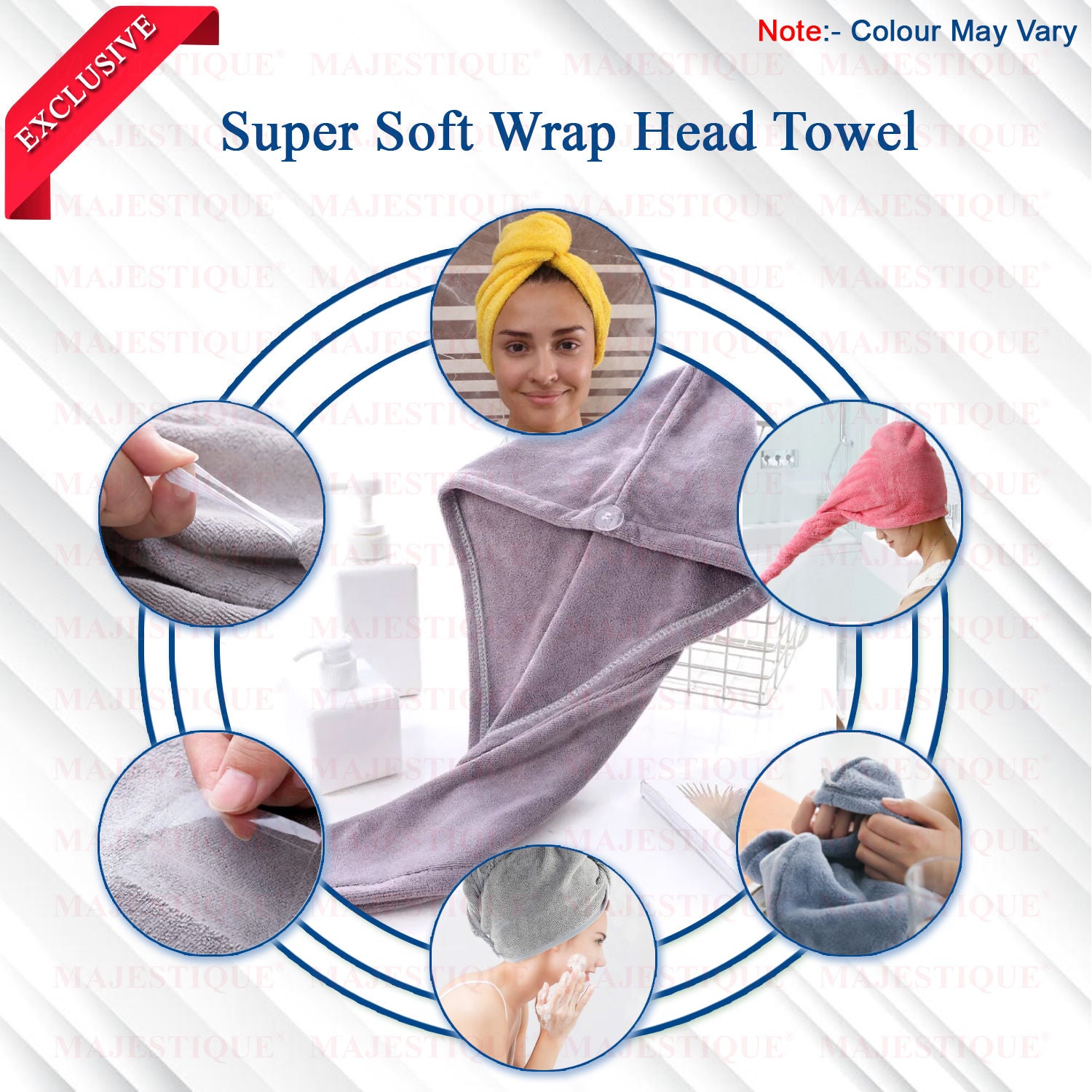 Hair Towel Wrap - Colour May Vary