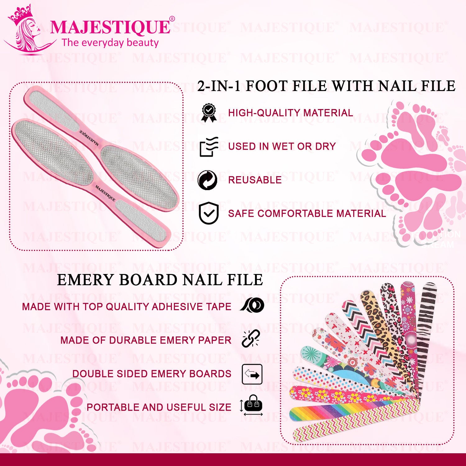 2 In 1 Plate Foot Scrubber & Emery Board Nail Filer - Color May Vary