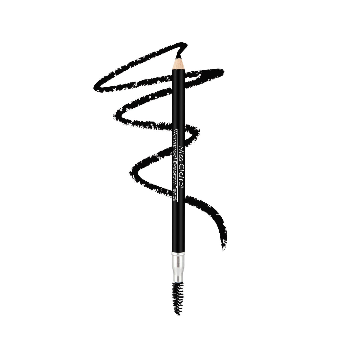 Waterproof Eyebrow Pencil With Mascara Brush - 01 Black