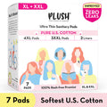 Sanitary Pads 100% Cotton Rash-Free - 4XL + 3XXL+ 2 Free Liners - 9Pcs